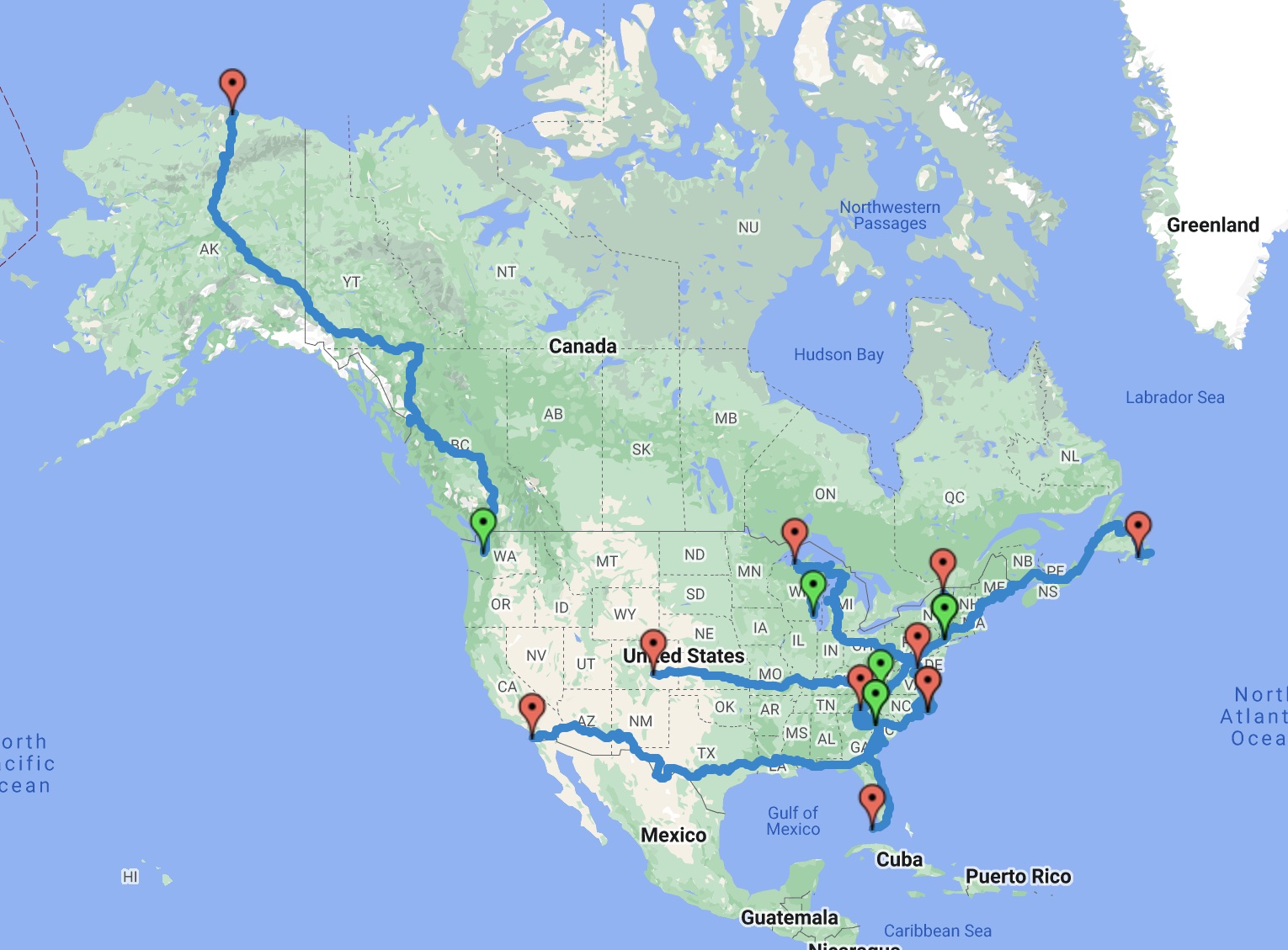 Map of all my tours